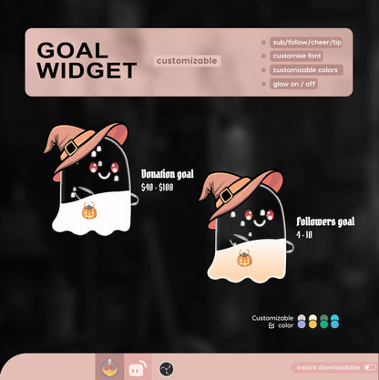 Cute Ghost Liquid Filling Goal Widget is fully customisable for Twitch Streamlabs and Streamelements