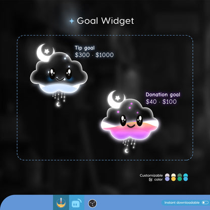 Pastel Stream Widget | Cute Rainbow Cloud Fully Customisable Goal Widget How To Setup Tutorial Video