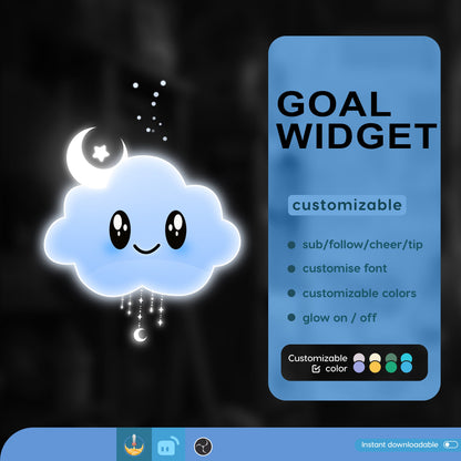 Pastel Stream Widget | Cute Rainbow Cloud Fully Customisable Goal Widget How To Setup Tutorial Video