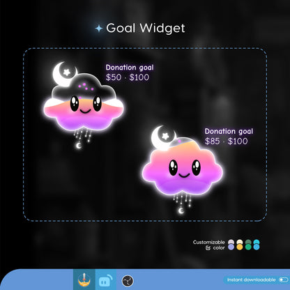 Pastel Stream Widget | Cute Rainbow Cloud Fully Customisable Goal Widget How To Setup Tutorial Video
