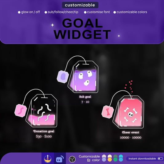 Halloween Spooky Tea Bag Liquid Filling Goal Widget is fully customisable for Twitch Streamlabs and Streamelements