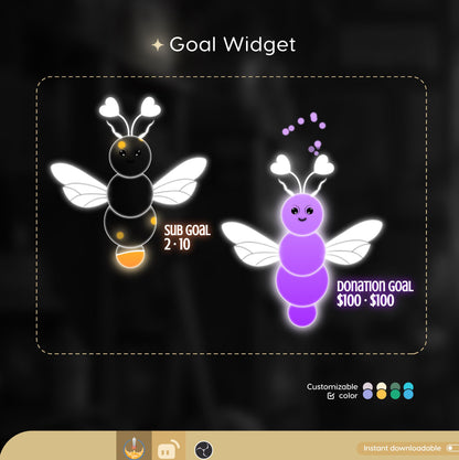 Cute Moth Goal Widget | Liquid Filling Goal Widget is fully customisable for Twitch Streamlabs and Streamelements