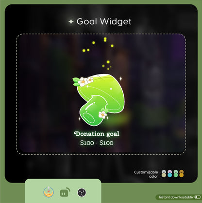 Mushroom Goal Widget |  Liquid Filling Goal Widget is fully customisable for Twitch Streamlabs and Streamelements