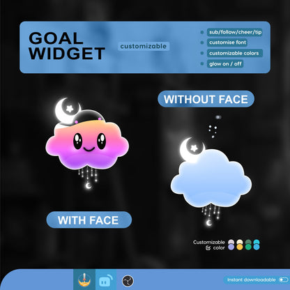 Pastel Stream Widget | Cute Rainbow Cloud Fully Customisable Goal Widget How To Setup Tutorial Video