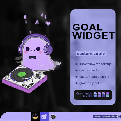 Musical Ghost Goal Widget | Halloween Theme Liquid Filling Goal Widget is fully customisable for Twitch Streamlabs and Streamelements