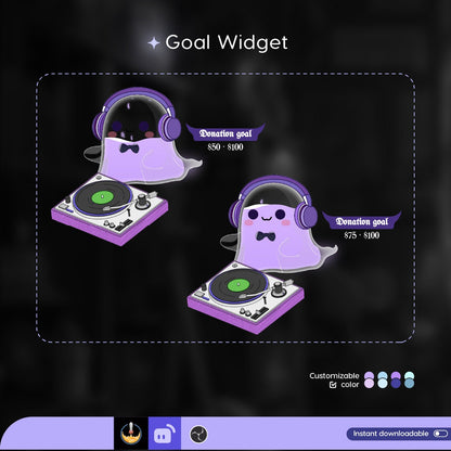 Musical Ghost Goal Widget | Halloween Theme Liquid Filling Goal Widget is fully customisable for Twitch Streamlabs and Streamelements