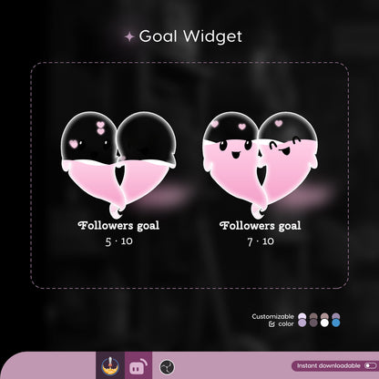 Cute Love Ghost Liquid Filling Goal Widget is fully customisable for Twitch Streamlabs and Streamelements