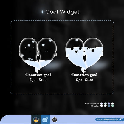 Cute Love Ghost Liquid Filling Goal Widget is fully customisable for Twitch Streamlabs and Streamelements