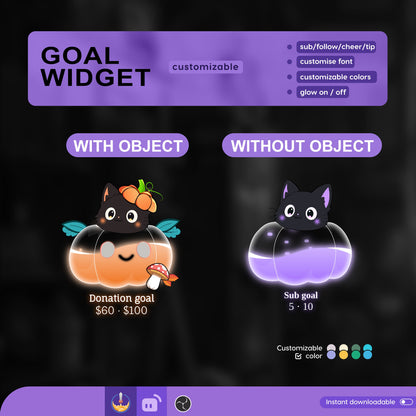 Halloween Pumpkin Liquid Filling Goal Widget is fully customisable for Twitch Streamlabs and Streamelements