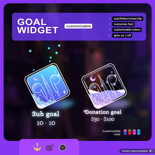 Cute EarPod Liquid Filling Goal Widget is fully customisable for Twitch Streamlabs and Streamelements.