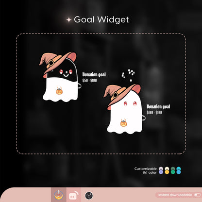 Cute Ghost Liquid Filling Goal Widget is fully customisable for Twitch Streamlabs and Streamelements