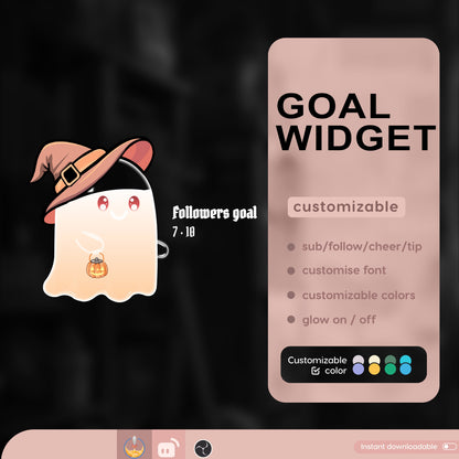 Cute Ghost Liquid Filling Goal Widget is fully customisable for Twitch Streamlabs and Streamelements