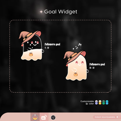 Cute Ghost Liquid Filling Goal Widget is fully customisable for Twitch Streamlabs and Streamelements