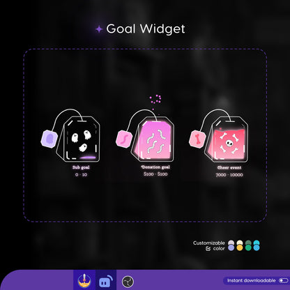 Halloween Spooky Tea Bag Liquid Filling Goal Widget is fully customisable for Twitch Streamlabs and Streamelements