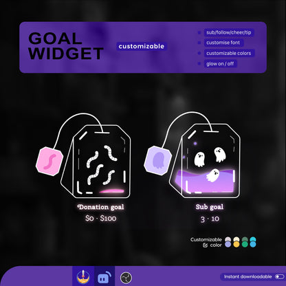 Halloween Spooky Tea Bag Liquid Filling Goal Widget is fully customisable for Twitch Streamlabs and Streamelements