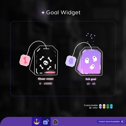 Halloween Spooky Tea Bag Liquid Filling Goal Widget is fully customisable for Twitch Streamlabs and Streamelements