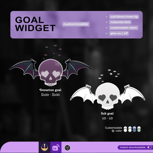 Spooky Skull Ghost Liquid Filling Goal Widget is fully customisable for Twitch Streamlabs and Streamelements