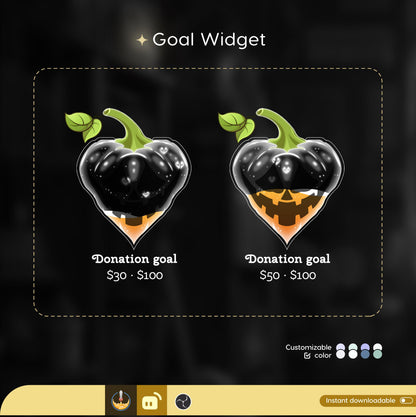 Love Pumpkin Goal Widget | Liquid Filling Goal Widget is fully customisable for Twitch Streamlabs and Streamelements