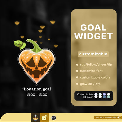 Love Pumpkin Goal Widget | Liquid Filling Goal Widget is fully customisable for Twitch Streamlabs and Streamelements