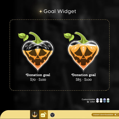 Love Pumpkin Goal Widget | Liquid Filling Goal Widget is fully customisable for Twitch Streamlabs and Streamelements