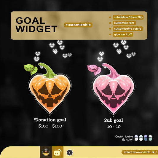 Love Pumpkin Goal Widget | Liquid Filling Goal Widget is fully customisable for Twitch Streamlabs and Streamelements