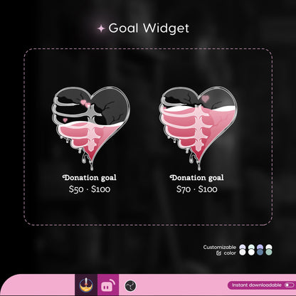 Heart Skeleton Goal Widget Liquid Filling Goal Widget is fully customisable for Twitch Streamlabs and Streamelements