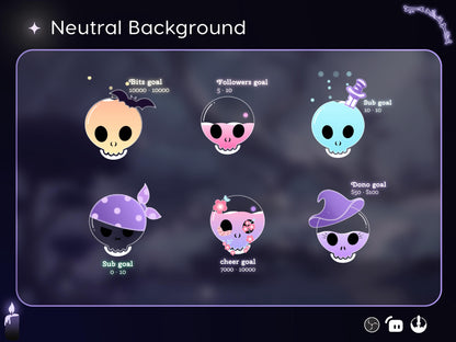 Spooky Pastel color Skull Ghost Combo Liquid Filling Goal Widget is fully customisable for Twitch Streamlabs and Streamelements